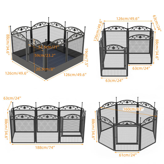 8 Panels DIY Heavy Duty Dog Playpen Outdoor Indoor Metal Fence with Waterproof Fertility Pad for Whelping and Training