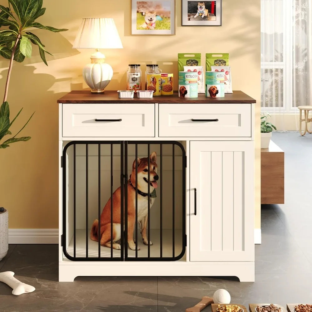 Dog Crate Furniture End Table Kennel With Storage Drawers