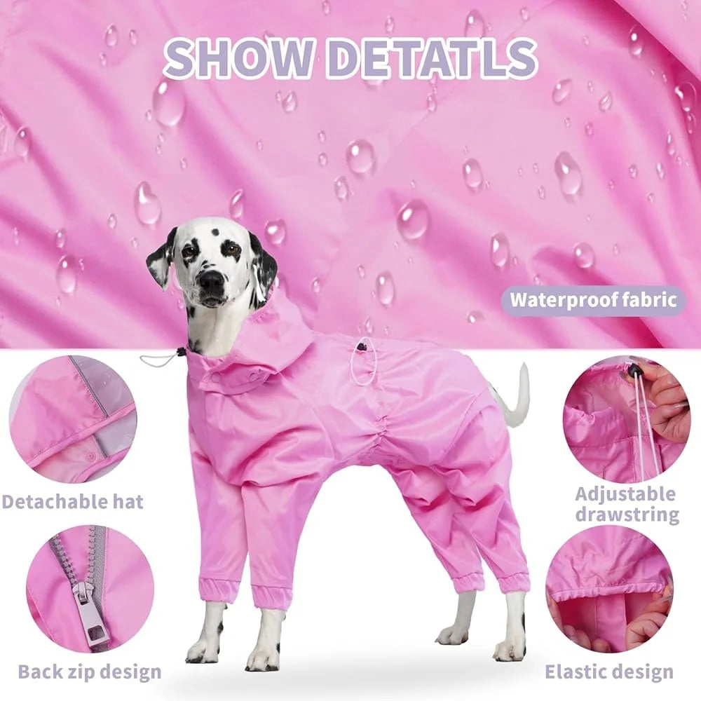 Pet Waterproof Rain Coat For Dogs Leash Hole Poncho