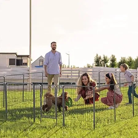Foldable Metal Dog Playpen With Door Gate Heavy Duty Fence