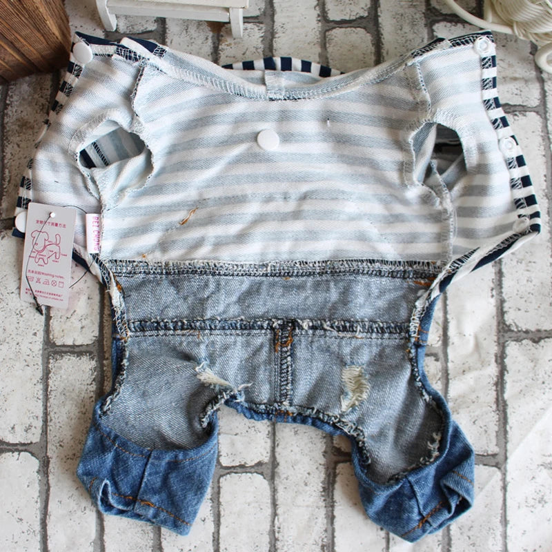 Pet Denim Jumpsuit For Dogs Blue Hoodie Jacket Classic