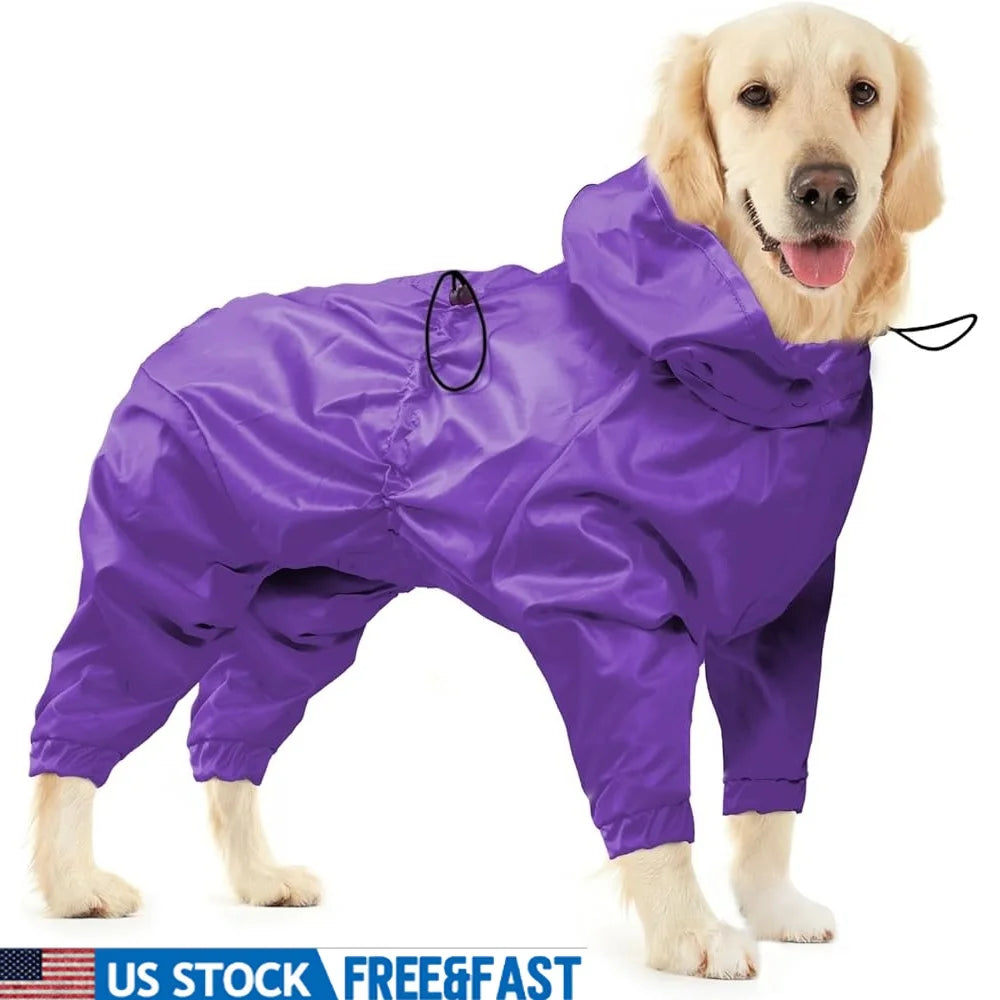 Waterproof Dog Raincoat Reflective Jacket With Leash Hole
