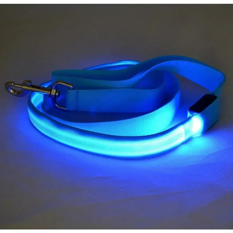 Flashing Dog Leash Rope Harness Collar Electronic Glowing LED Light Safety Accessory for Pets