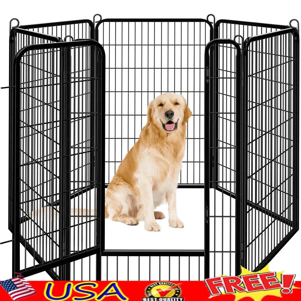 6 Panel Heavy Duty Metal Dog Playpen Indoor Outdoor Folding