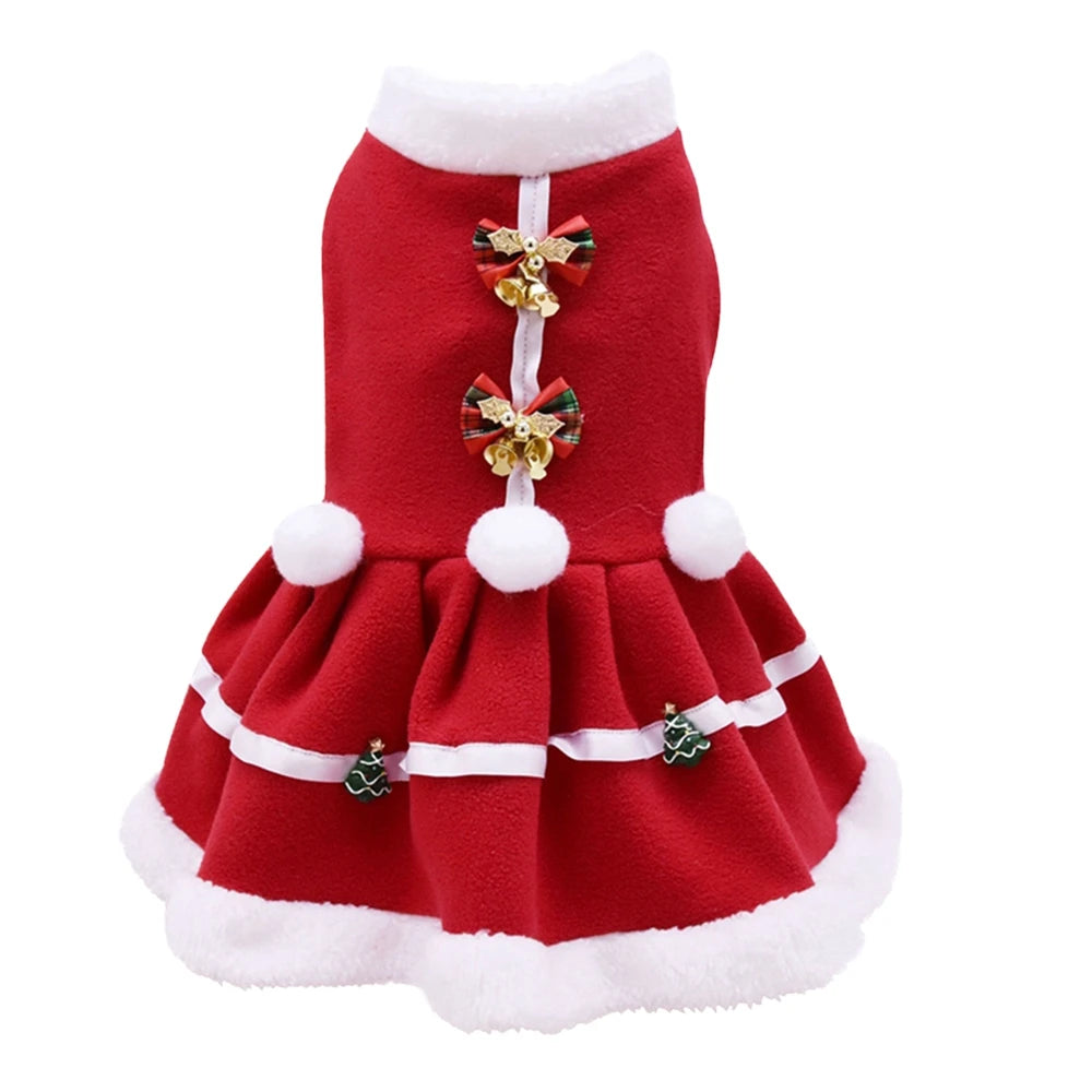 Christmas Dog Dresses For Small Dogs Autumn Winter Bow Tie