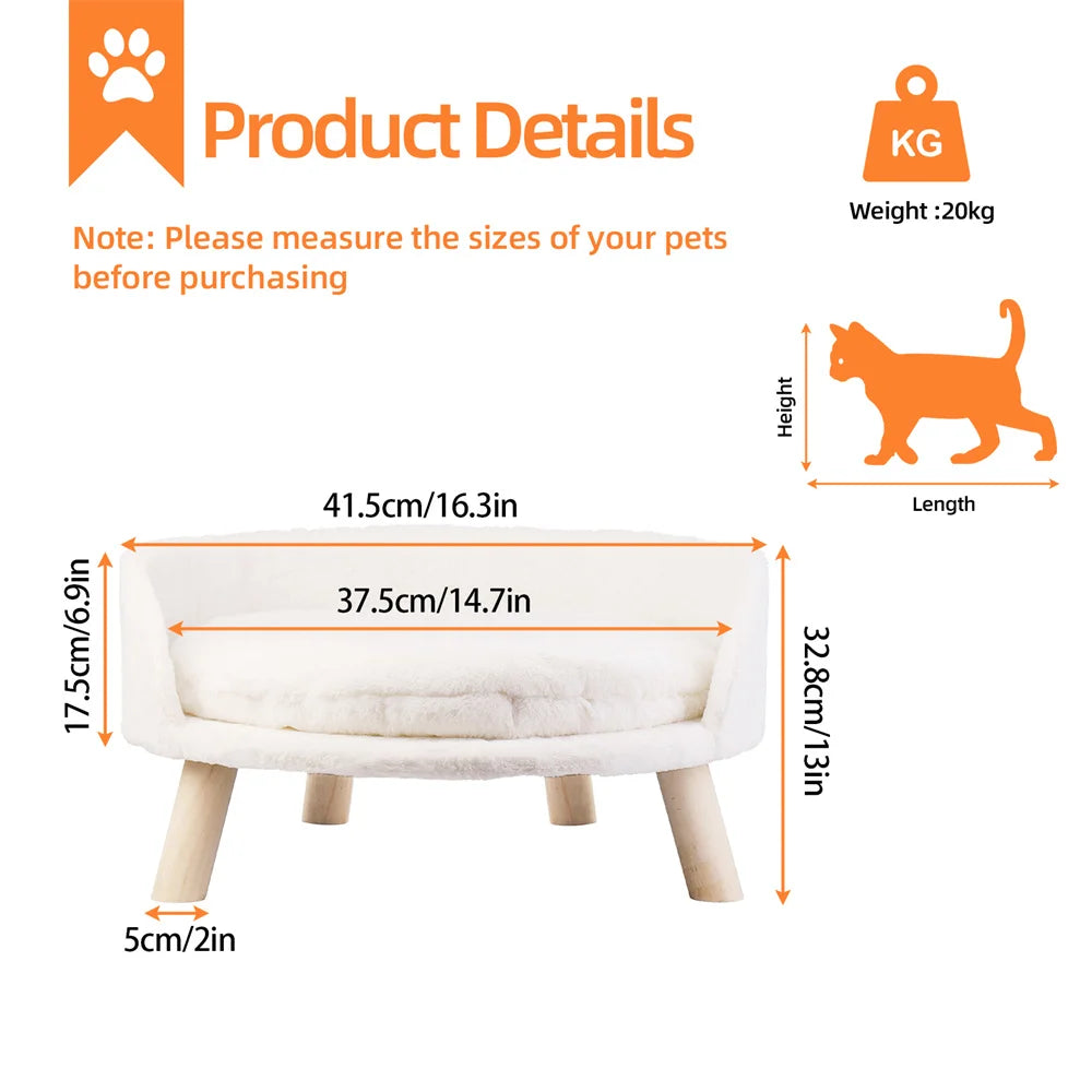 Ultra Soft Elevated Dog Cat Sofa Bed With Waterproof Cushion