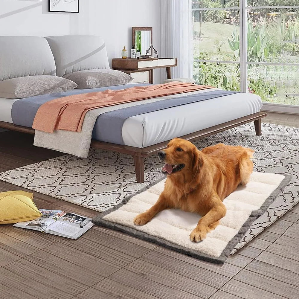Travel Dog Bed Rollup Pet Mat Soft Washable Crate Pad