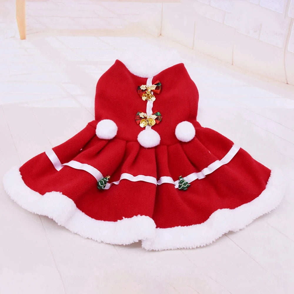 Christmas Dog Dresses For Small Dogs Autumn Winter Bow Tie