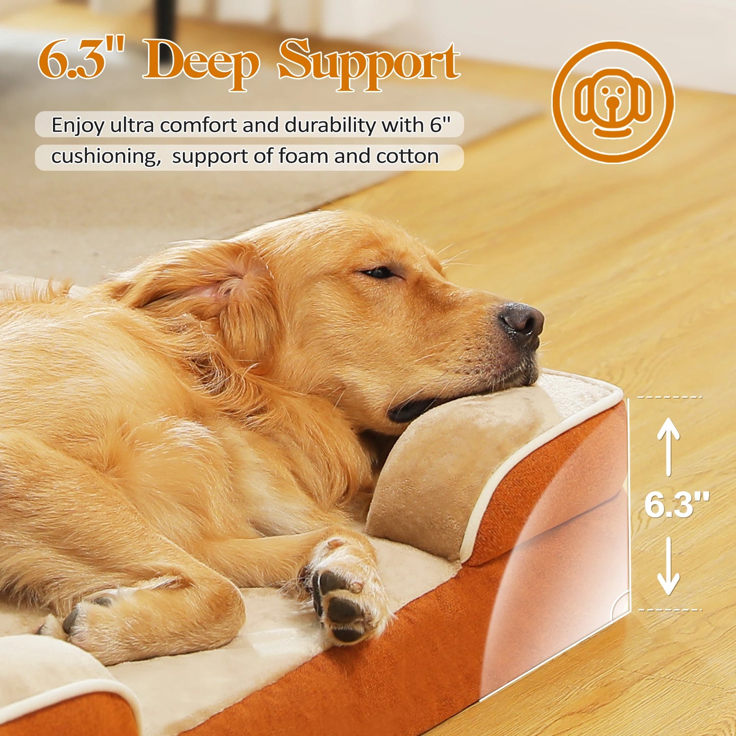 Large Dog Bed With Removable Cover Washable Non Slip Bottom