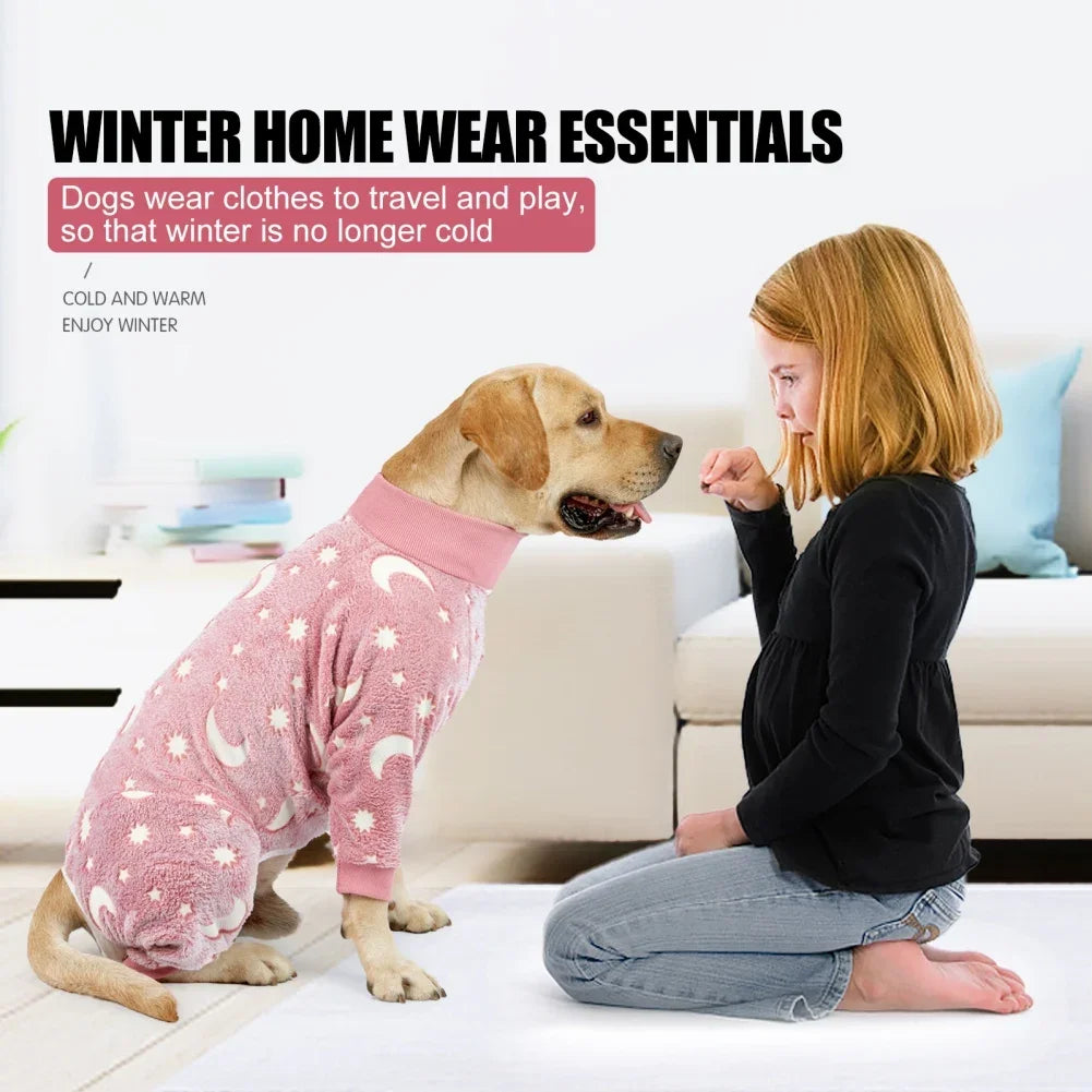 Soft Dog Pajamas 4 Legged Warm Fleece Onesie Pet Jumpsuit