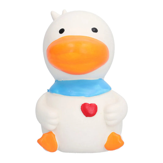 Latex Duck Dog Squeaky Interactive Durable Chew Toy White