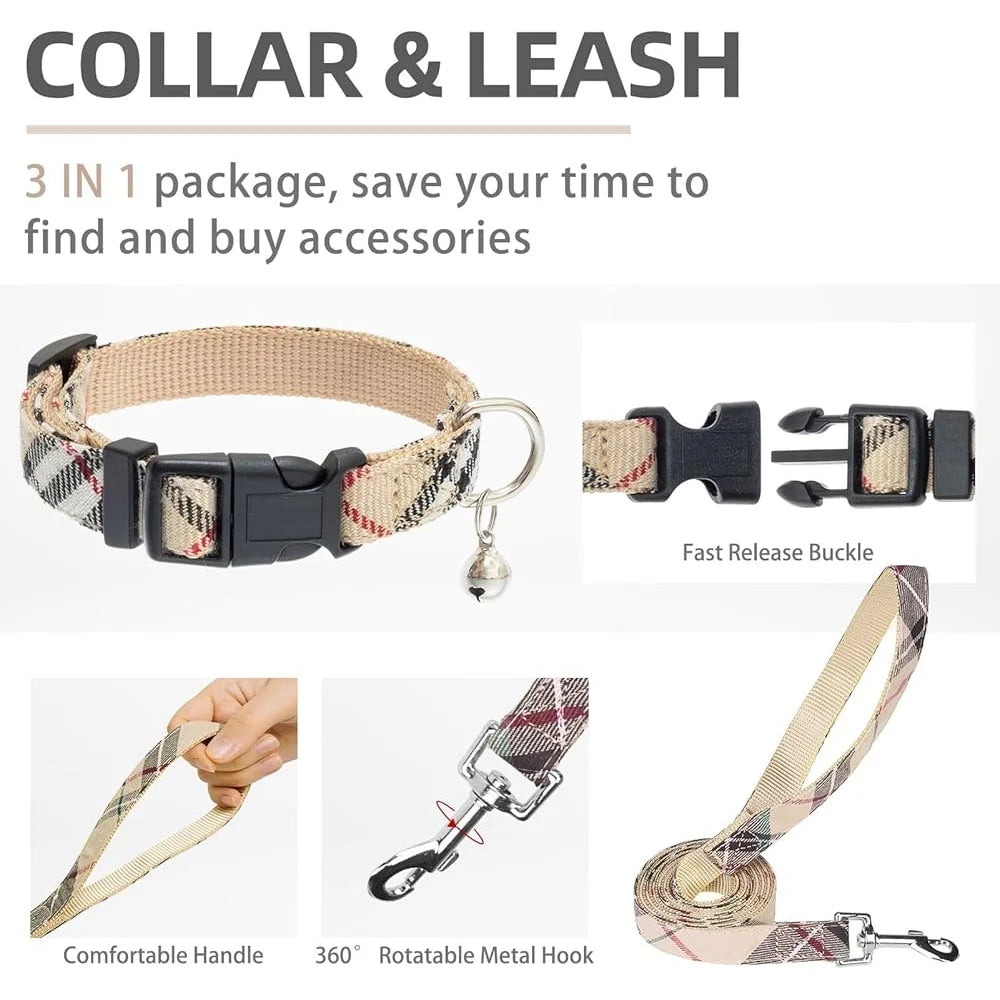 Adjustable No Pull Dog Harness Collar and Leash Set Step In Breathable Soft Pet Gear for Small and Medium Dogs and Cats for Outdoor Walking and Running