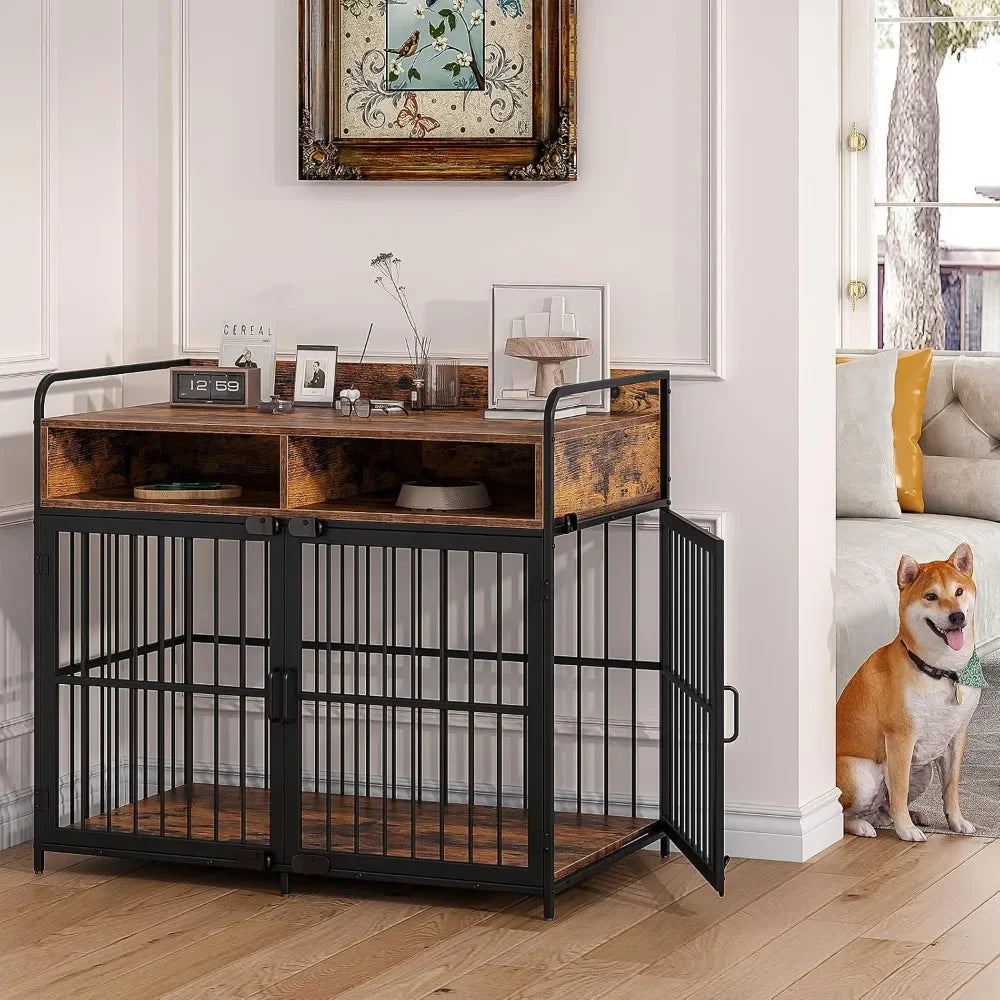 Large Wooden Dog Kennel Table With Drawers And Storage