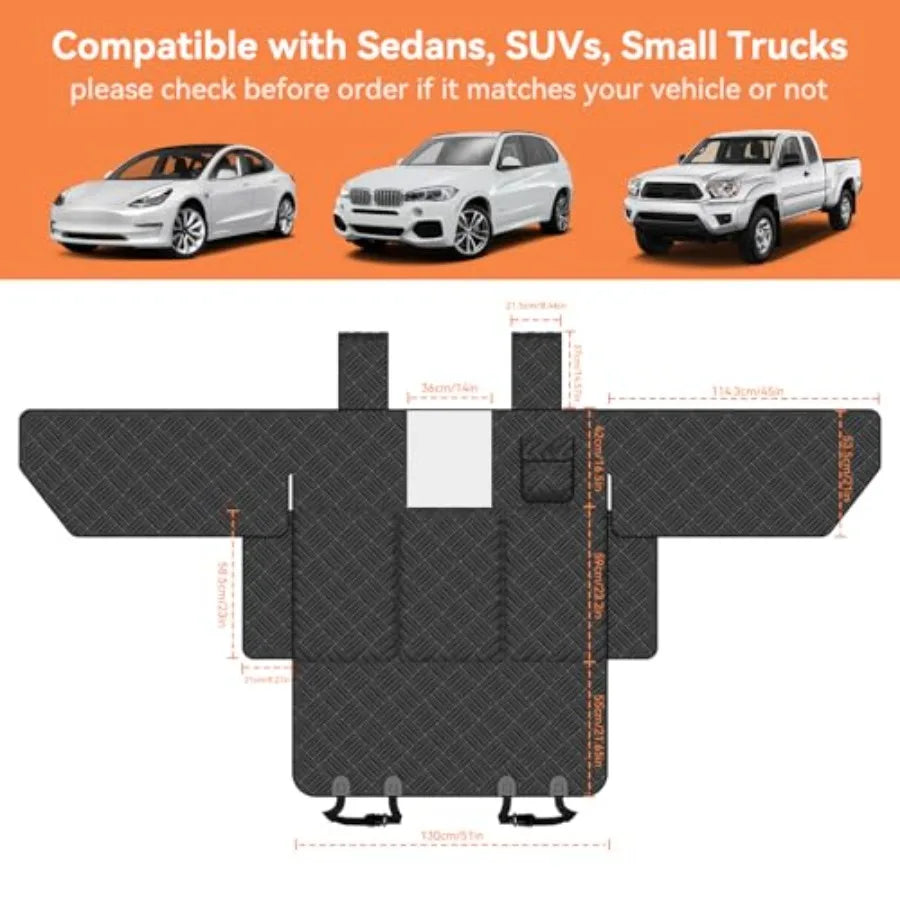 Heavy Duty Waterproof Dog Car Seat Cover With Hard Bottom Backseat Extender For Sedan SUV And Truck Full Coverage