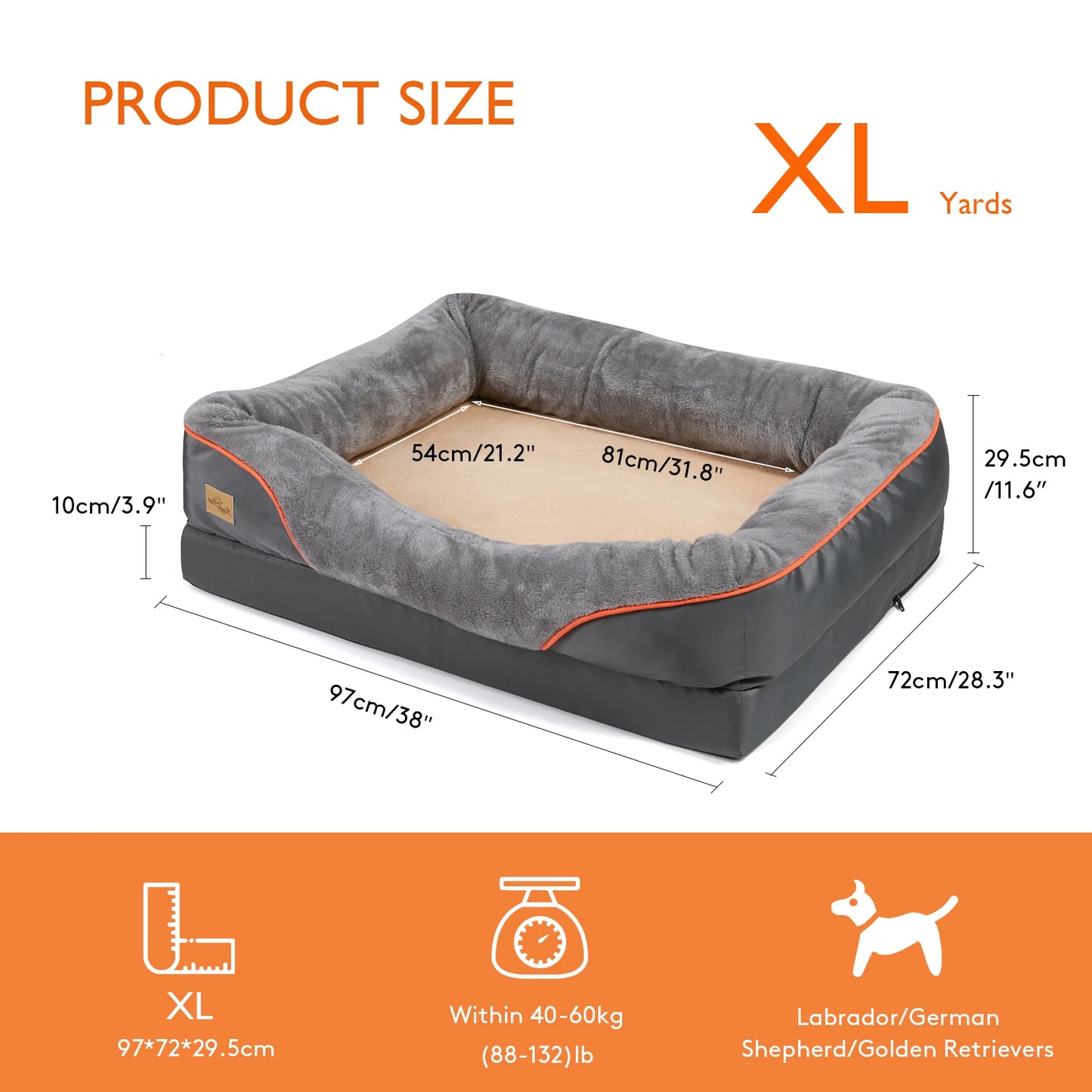Large Dog Bed Soft Comfortable Anti Allergy Warm Fleece Removable Washable Cover Waterproof Pet Bed
