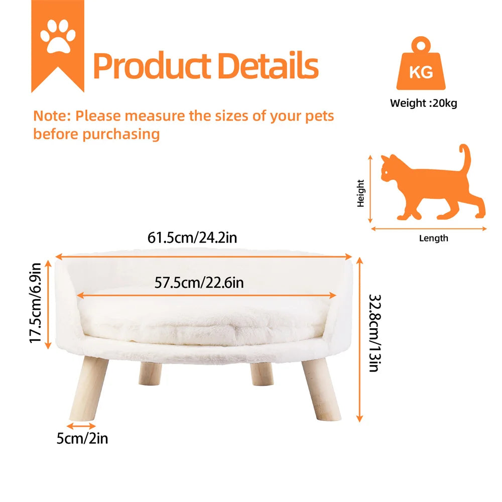 Ultra Soft Elevated Dog Cat Sofa Bed With Waterproof Cushion