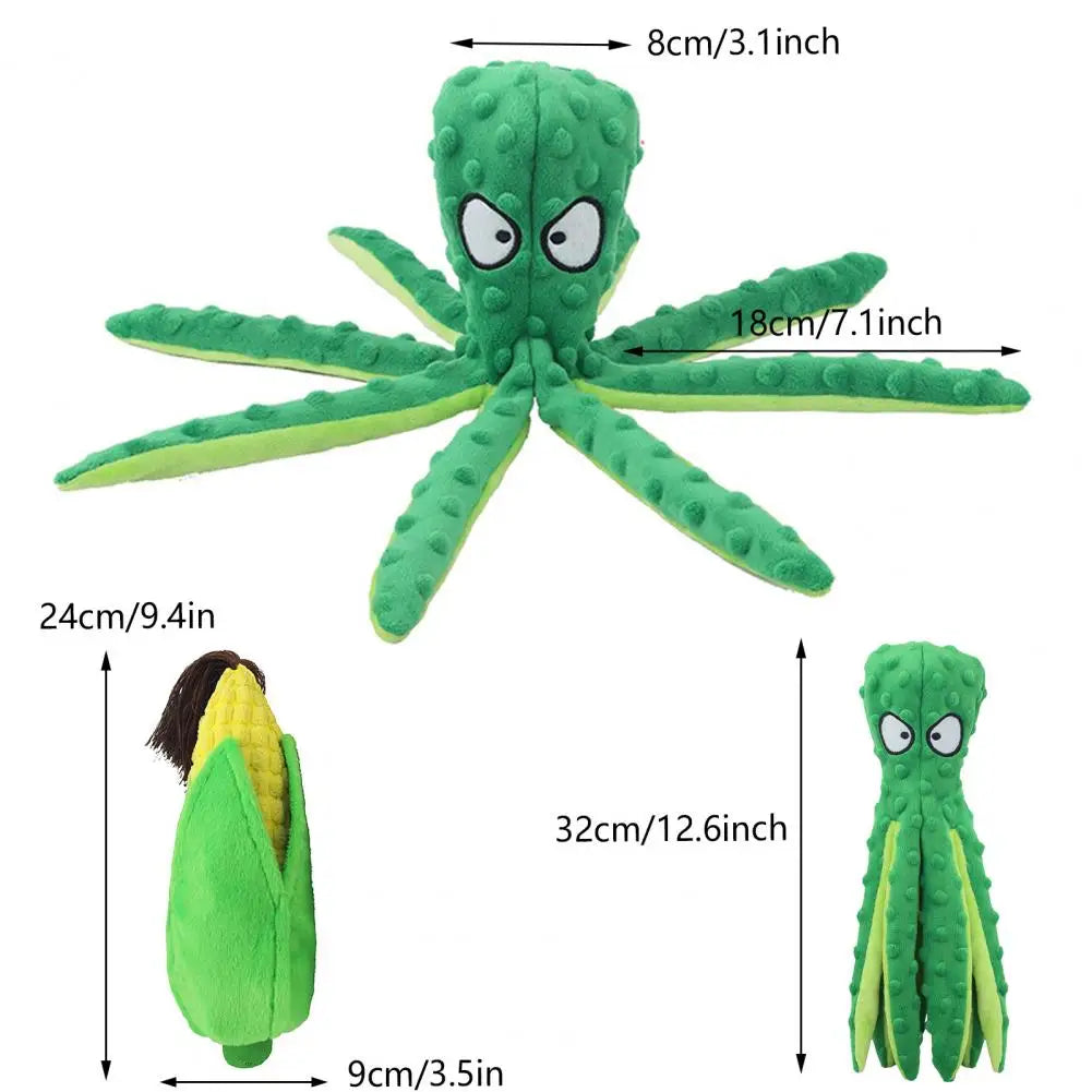 Pet Plush Octopus Dog Interactive Toy Indestructible Bite Resistant Squeaky Rattle for Dogs