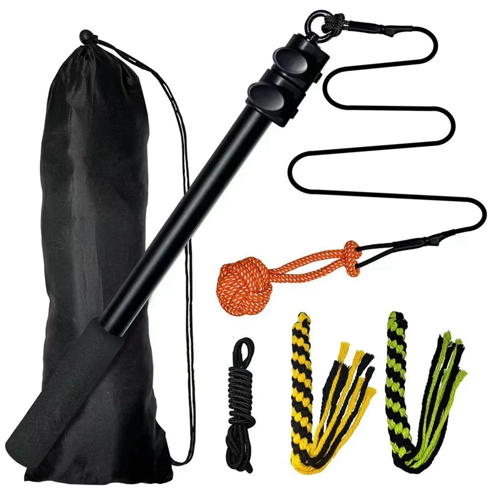 Retractable Pole Dog Chew Toy Black Plush Bite Resistant Flirt Pole Teaser Wand with Plush Refill for Dogs