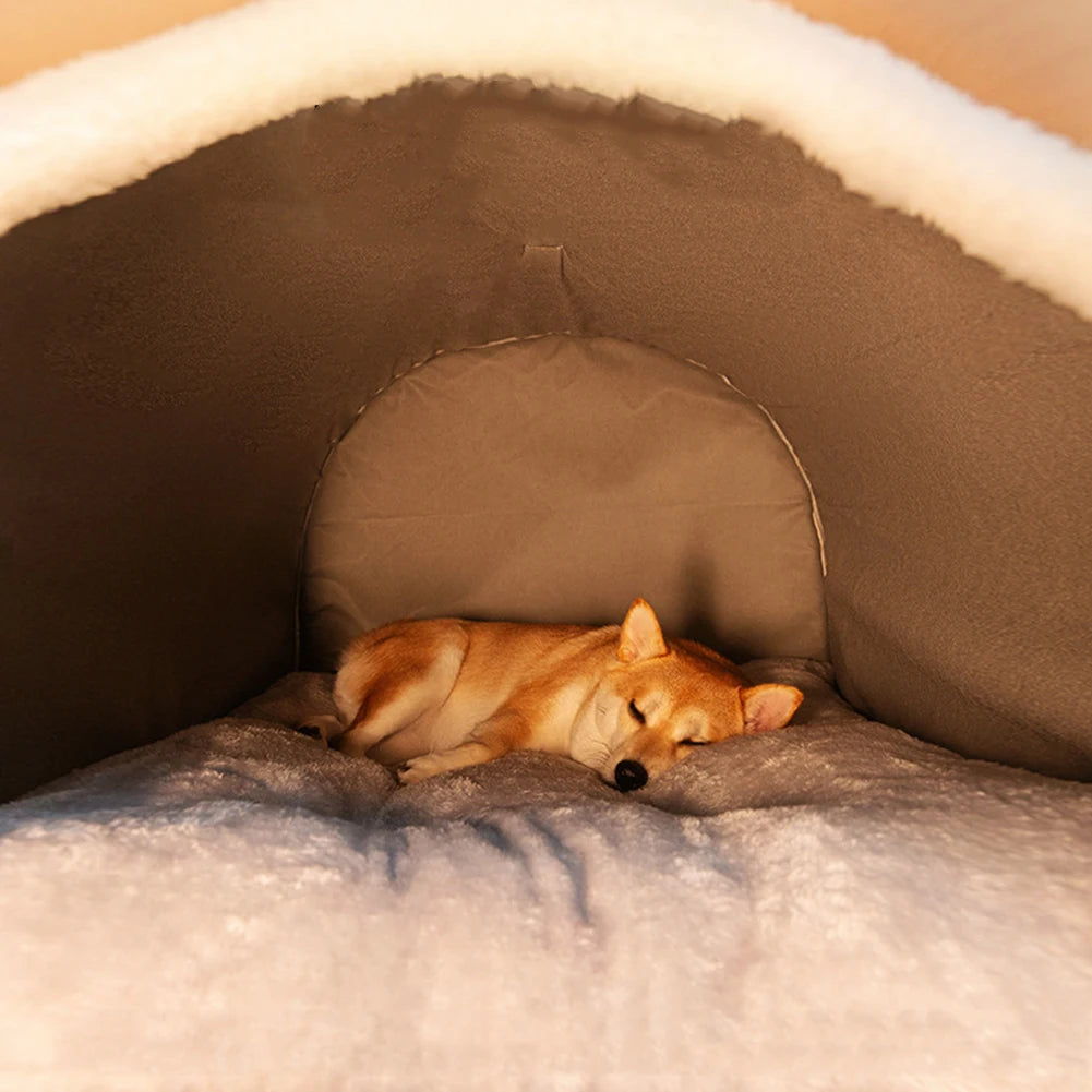 Detachable Plush Dog Nest Bed Shelter For Medium Dogs Cats