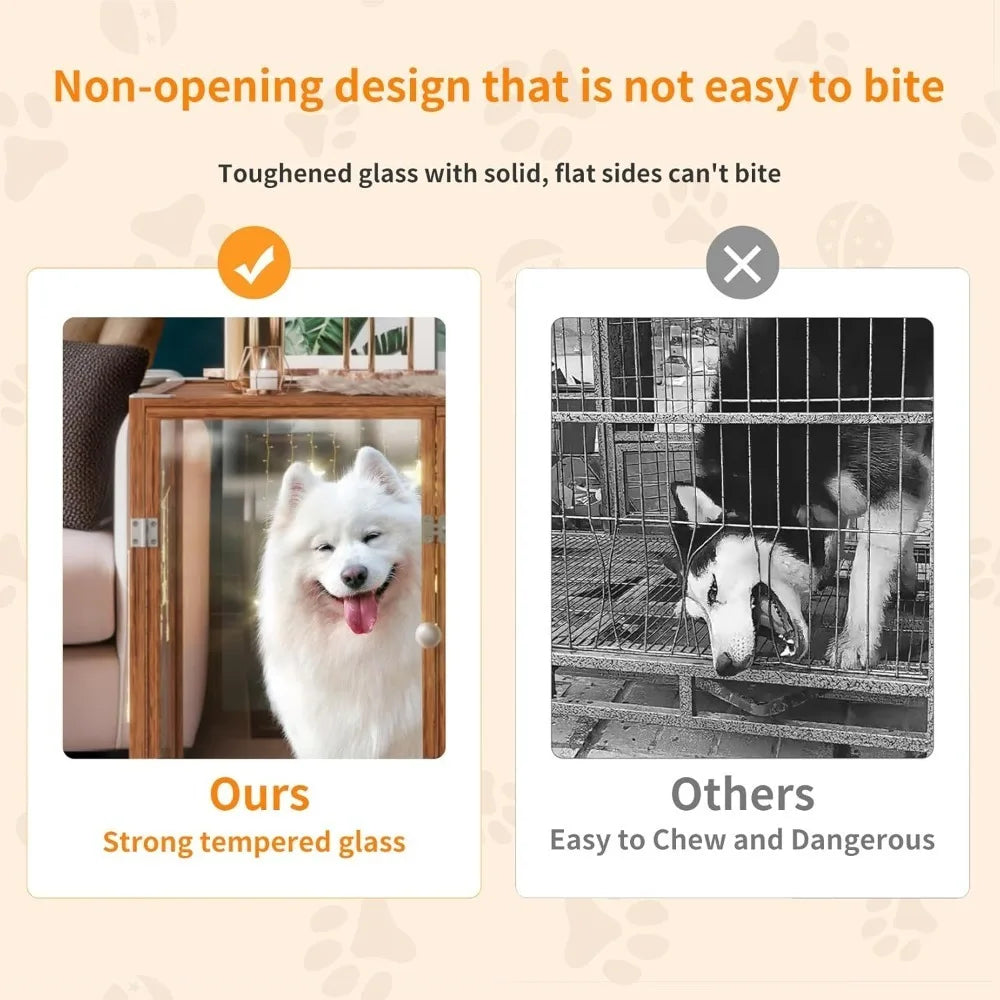 Clear Tempered Glass Dog Crate With Aluminum Frame