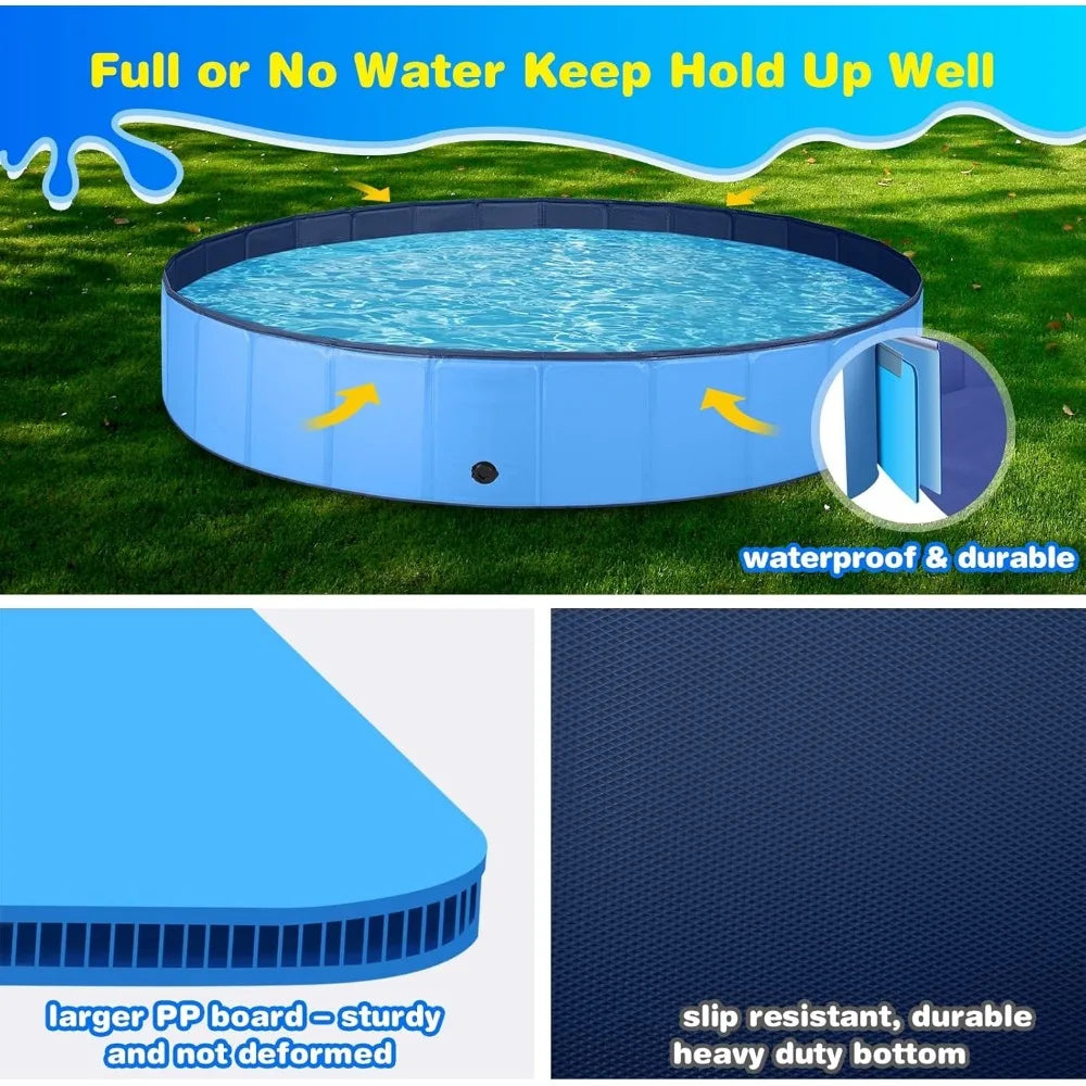 Large Portable Dog Pool and Kids Pool Foldable Tub