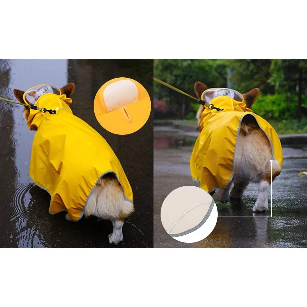 Waterproof Dog Raincoat with Hood Medium Lightweight Rain Jacket Adjustable Reflective Strip for Rainy Days Outdoor Travel