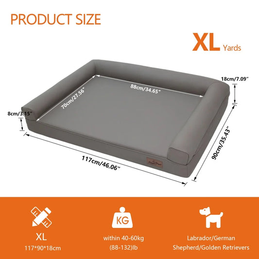 M XXL Orthopedic Dog Bed Bolster Microfiber Leather Sofa Style Waterproof Calming Bed With Removable Cover Easy Clean