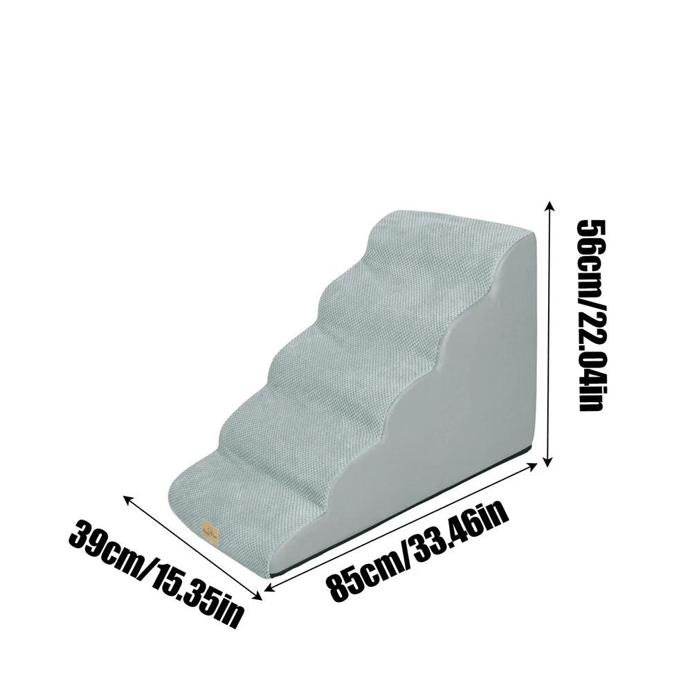 Dog Ramp Step Stairs 5 Steps Pet Stairs for High Beds and Sofas High Density Sponge Foam Dog Steps with Removable Washable Cover