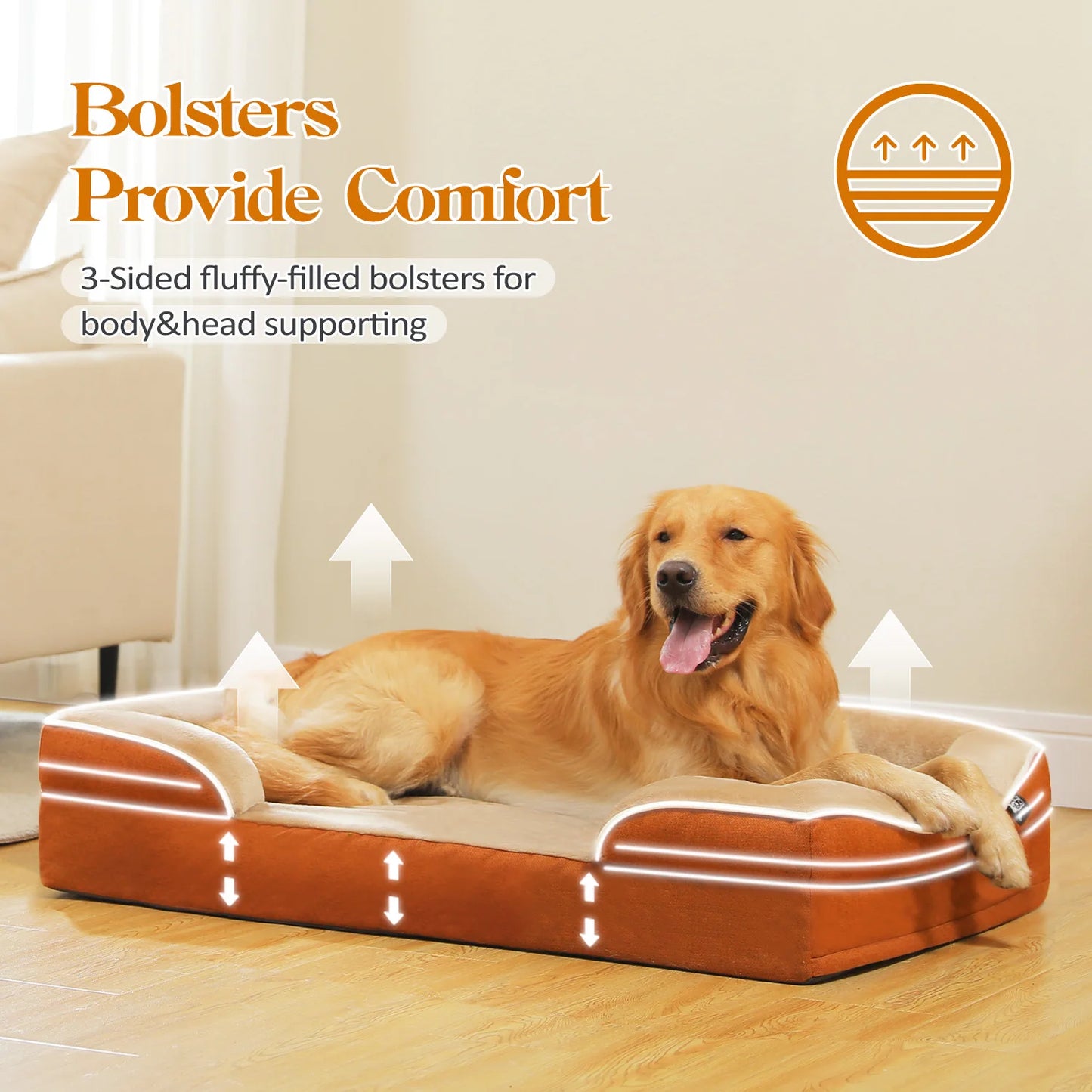 Large Dog Bed With Removable Cover Washable Non Slip Bottom