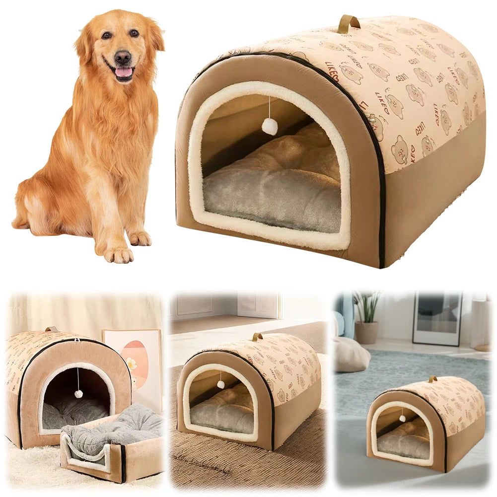 Detachable Plush Dog Nest Bed Shelter For Medium Dogs Cats