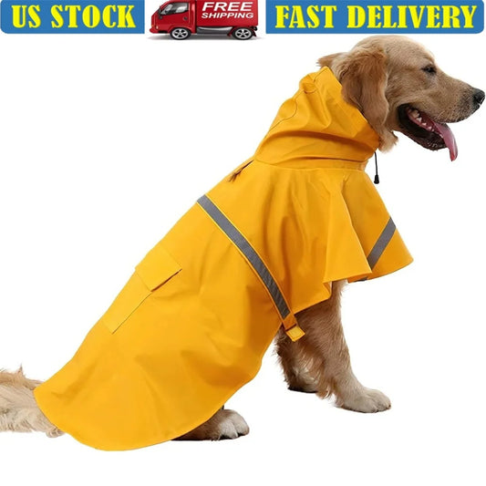 Large Dog Raincoat Waterproof Adjustable Lightweight Jacket