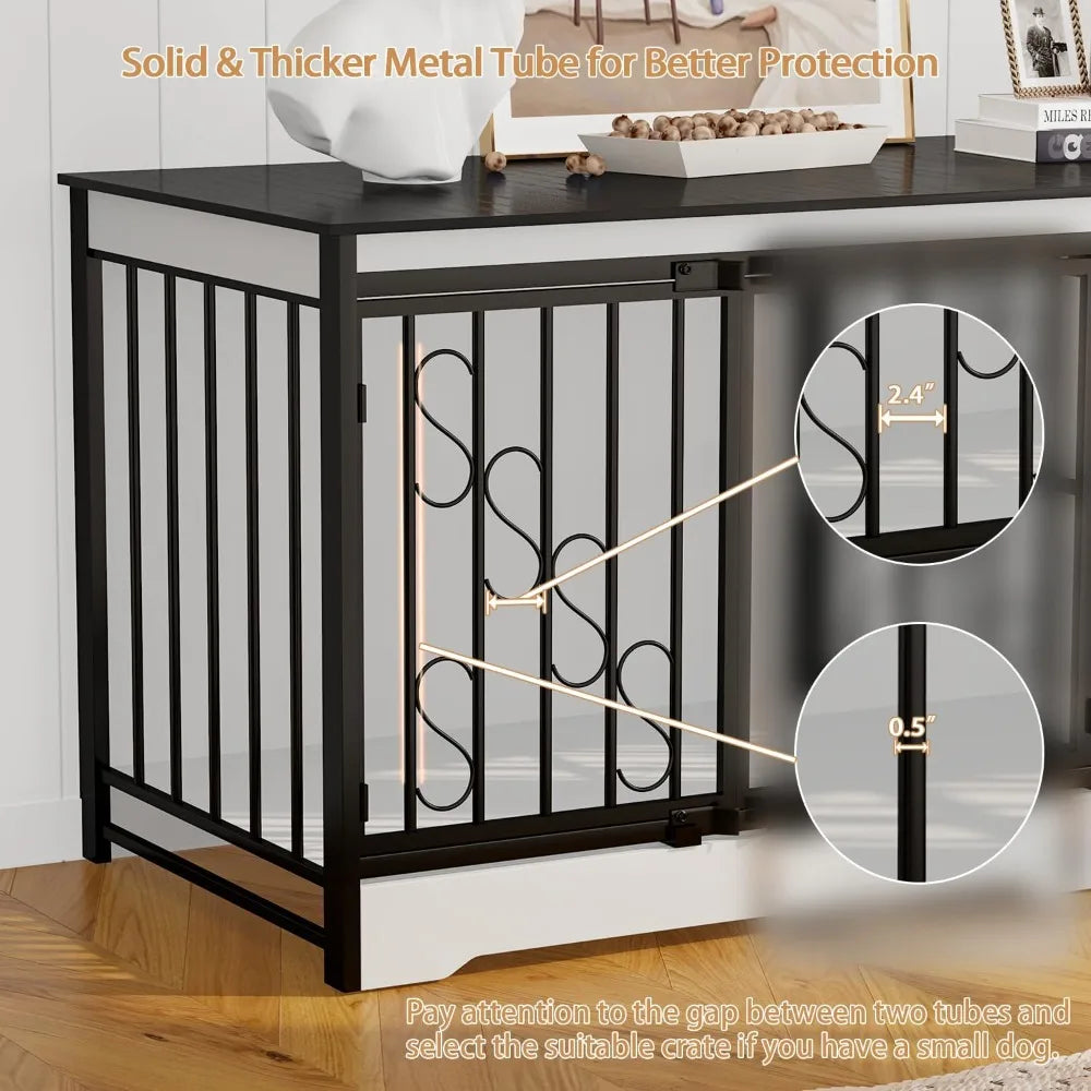 71 Inch Double Dog Crate Indoor Kennel for Two Large Dogs