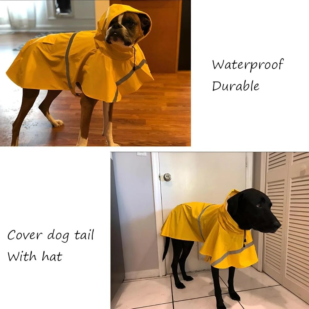 Large Dog Raincoat Waterproof Adjustable Lightweight Jacket