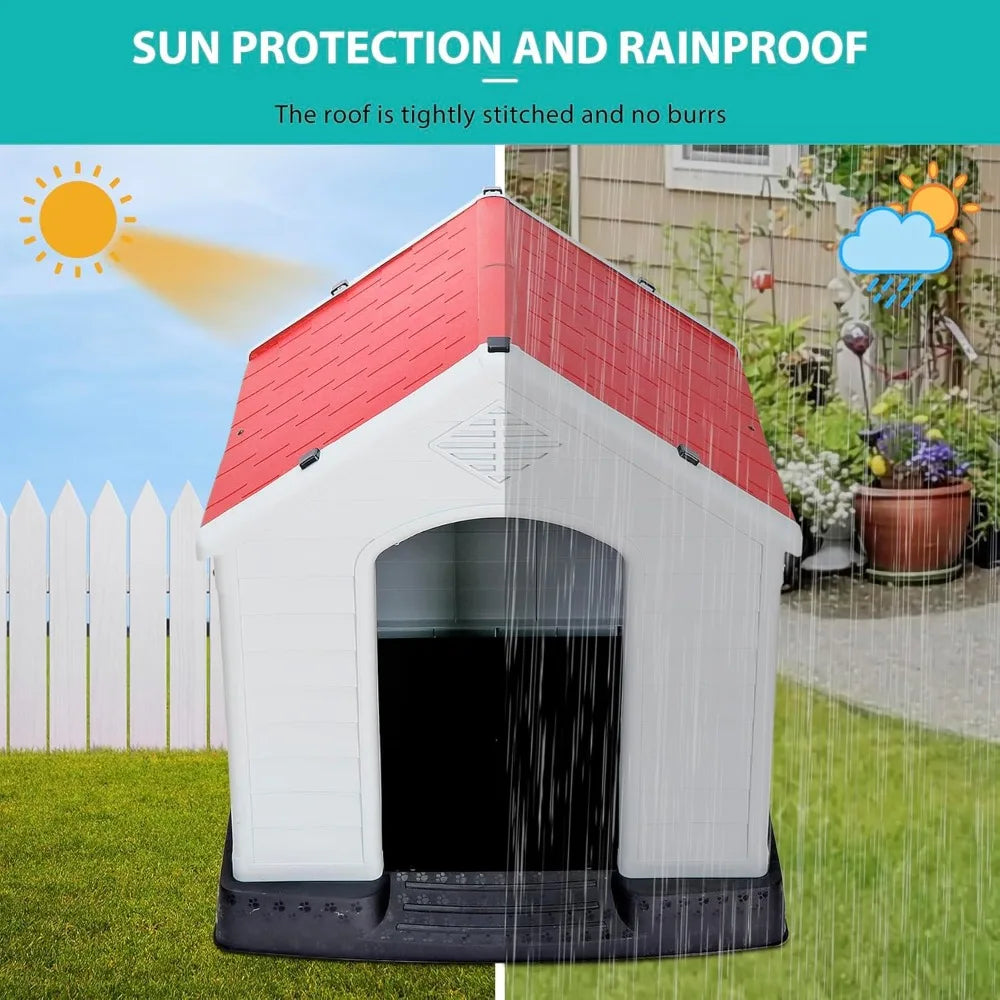 Large Plastic Dog House Waterproof Kennel With Air Vents