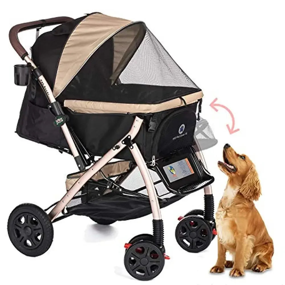 HPZ Pet Rover XL Long Heavy Duty Dog Cat Stroller 35In Convertible Aluminum Pump Free Rubber Wheels No Zipper Canopy