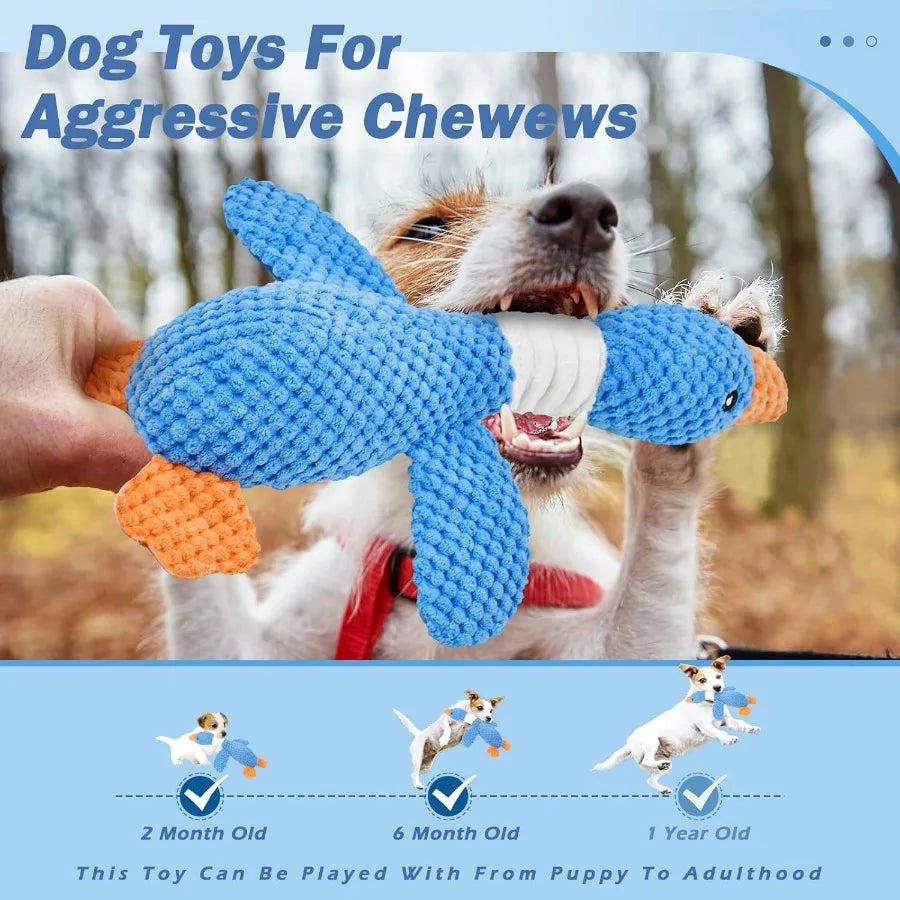 Goose Indestructible Plush Dog Chew Toy Aggressive Chewers