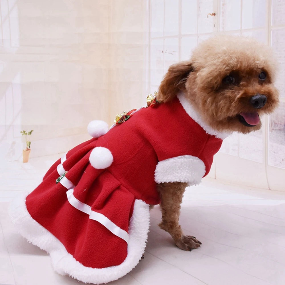 Christmas Dog Dresses For Small Dogs Autumn Winter Bow Tie