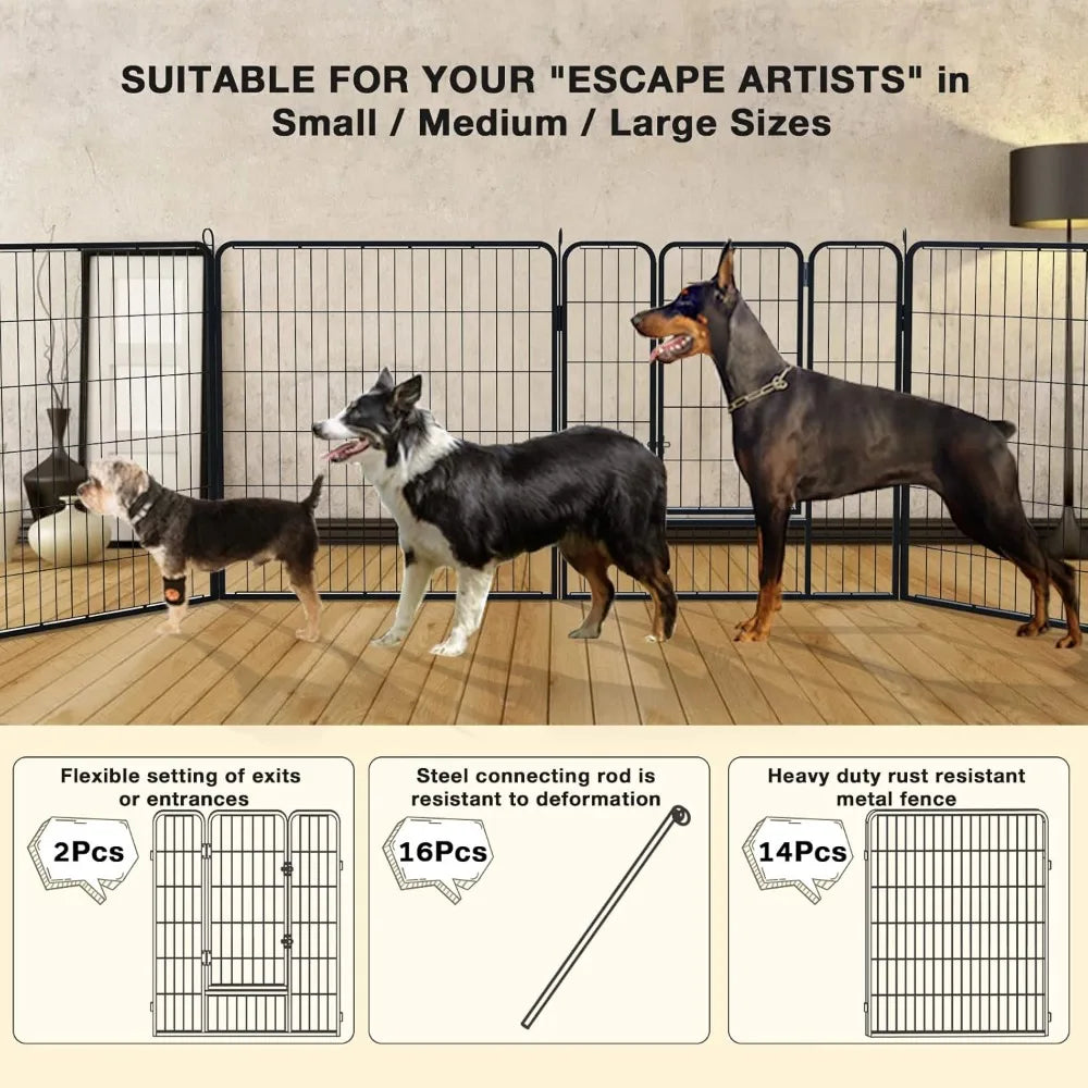 Heavy Duty Metal Dog Playpen Outdoor Fence With Doors