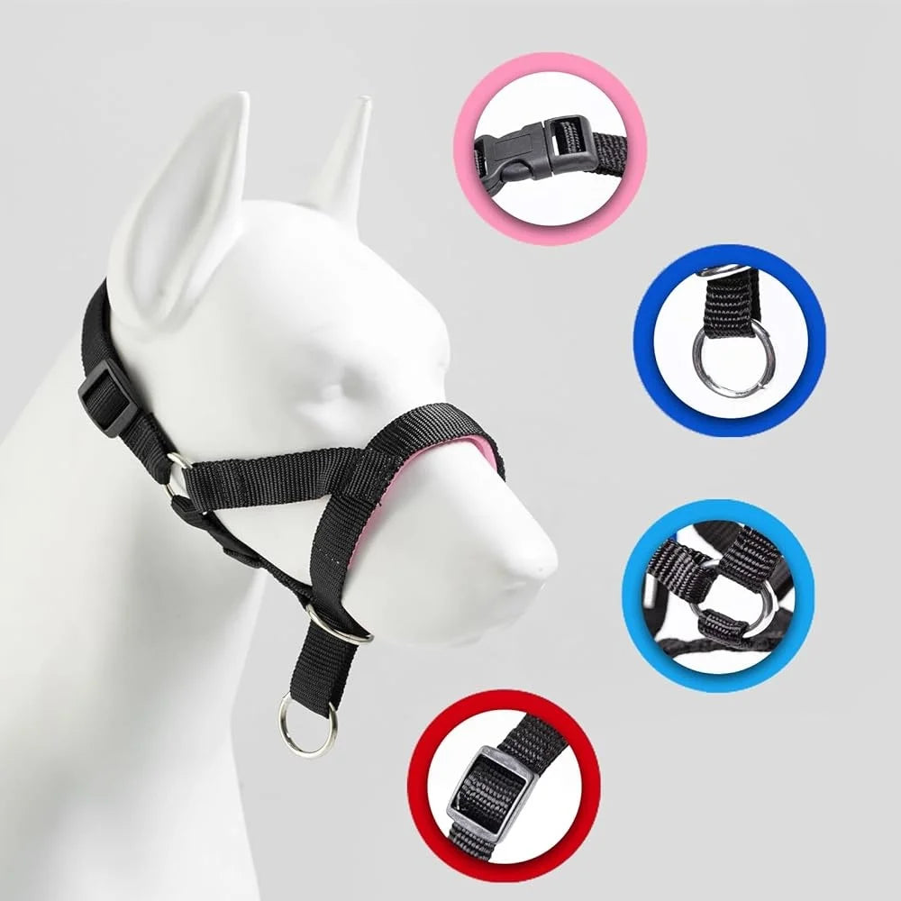 Padded Dog Head Collar Adjustable No Pull Harness Durable Nylon Strap Better Control for All Dog Sizes