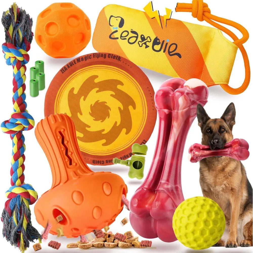 Zeaxuie 12 Pack Heavy Duty Dog Chew Toys Aggressive Chewers