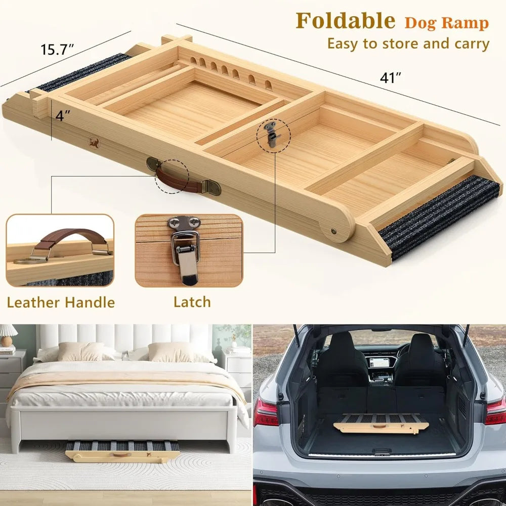 Portable Dog Ramp With 7 Adjustable Heights Non Slip