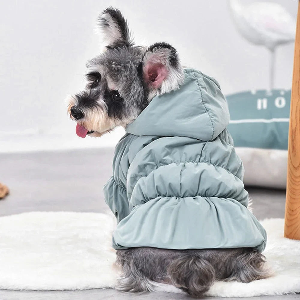 Winter Warm Dog Dress Floral Bubble Skirt Hooded Coat