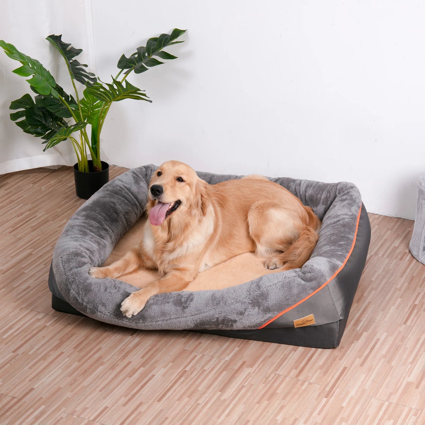 Dog Bed L XL 2XL 3XL Super Soft Orthopedic Foam Pet Bed With Cotton Padded Bolster And Removable Cover