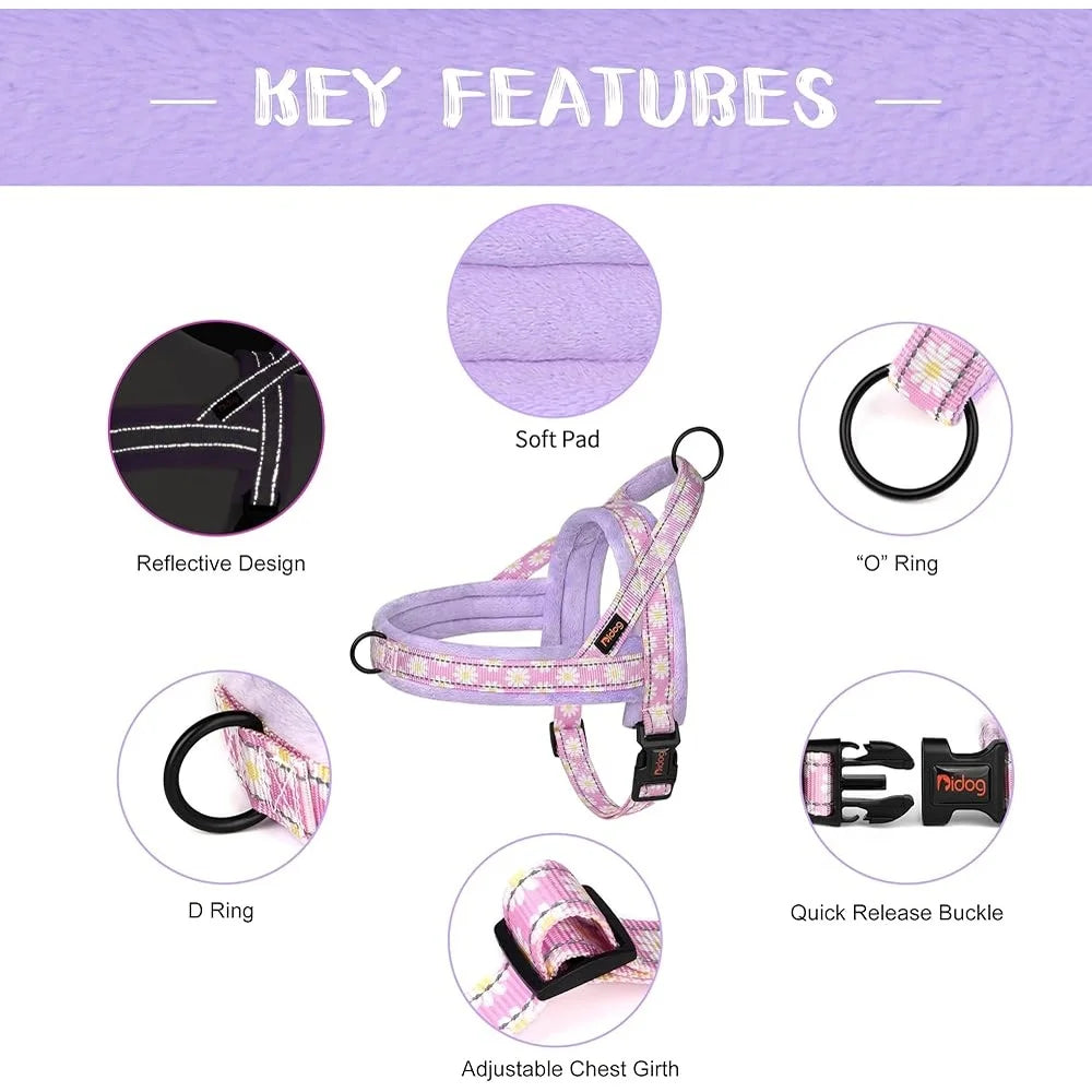 No Pull Dog Harness Soft Padded Easy Walk Adjustable Reflective Quick Release Buckle Comfortable Pet Harness for Training and Outdoor Use