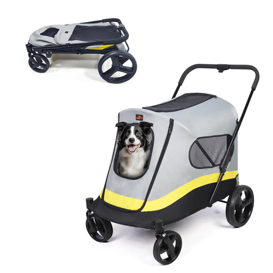 Foldable Dog Stroller With Four Heavy Wheels Pet Travel