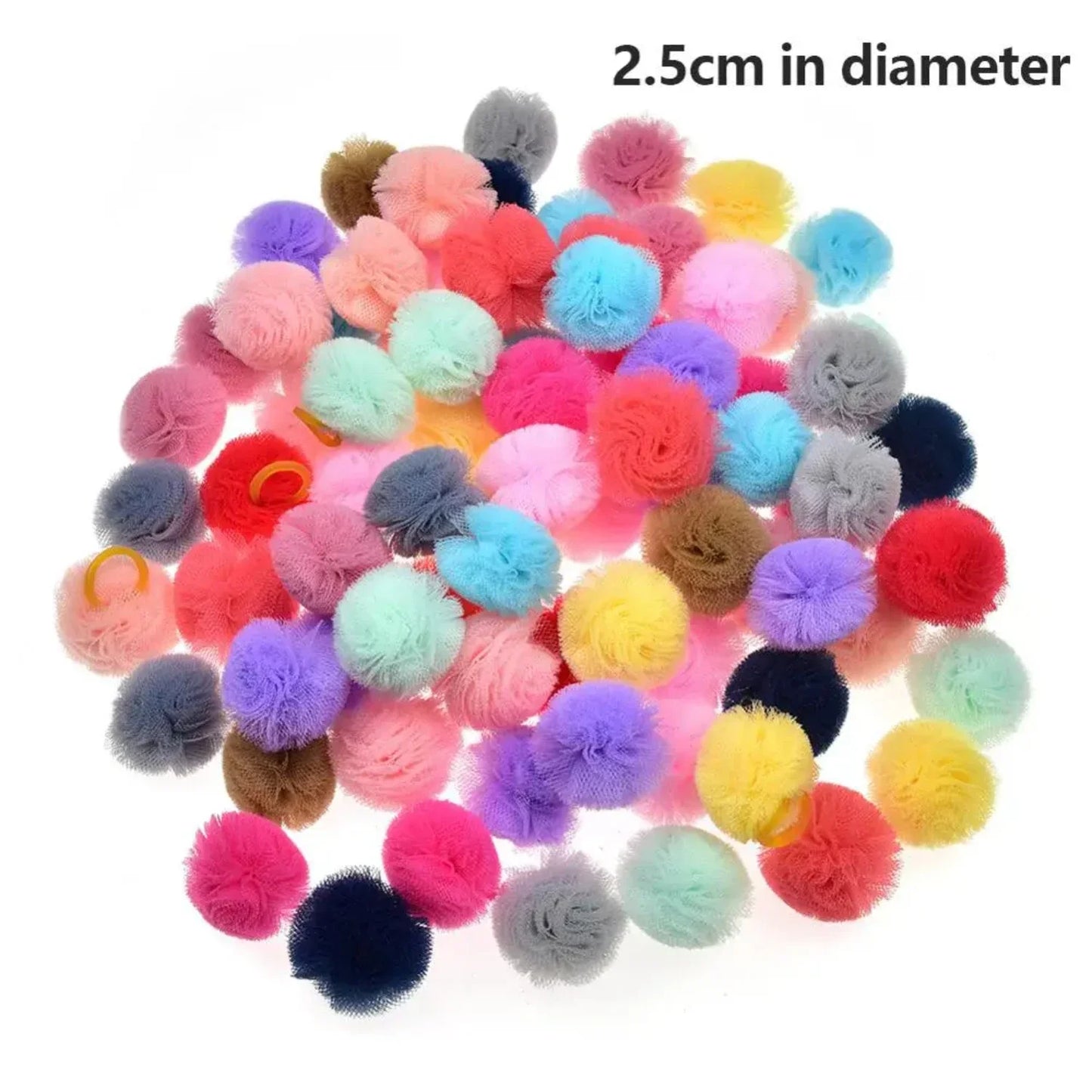 40Pcs Pet Dog Hair Accessories Round Lace Bows Rubber Bands