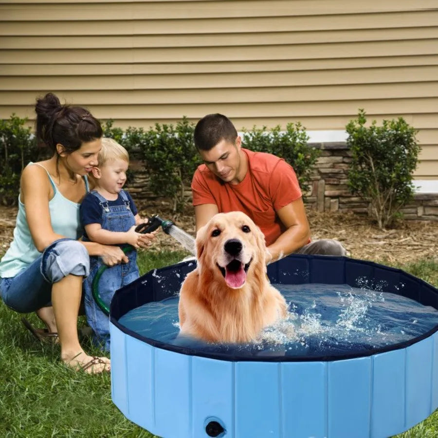 63 Inch Foldable Leakproof Dog Pet Pool Bathing Tub Kiddie Pool for Dogs and Cats