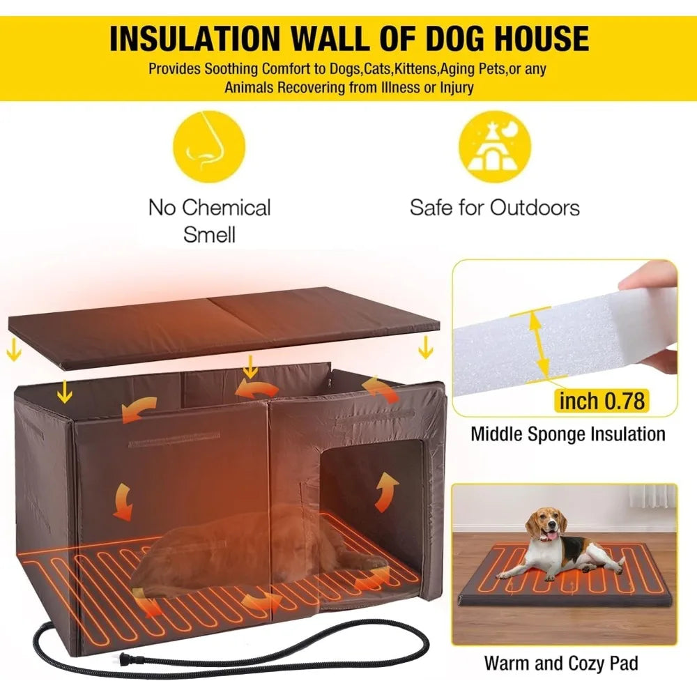 Large Insulated Outdoor Dog Kennel With Heater 59 Inch