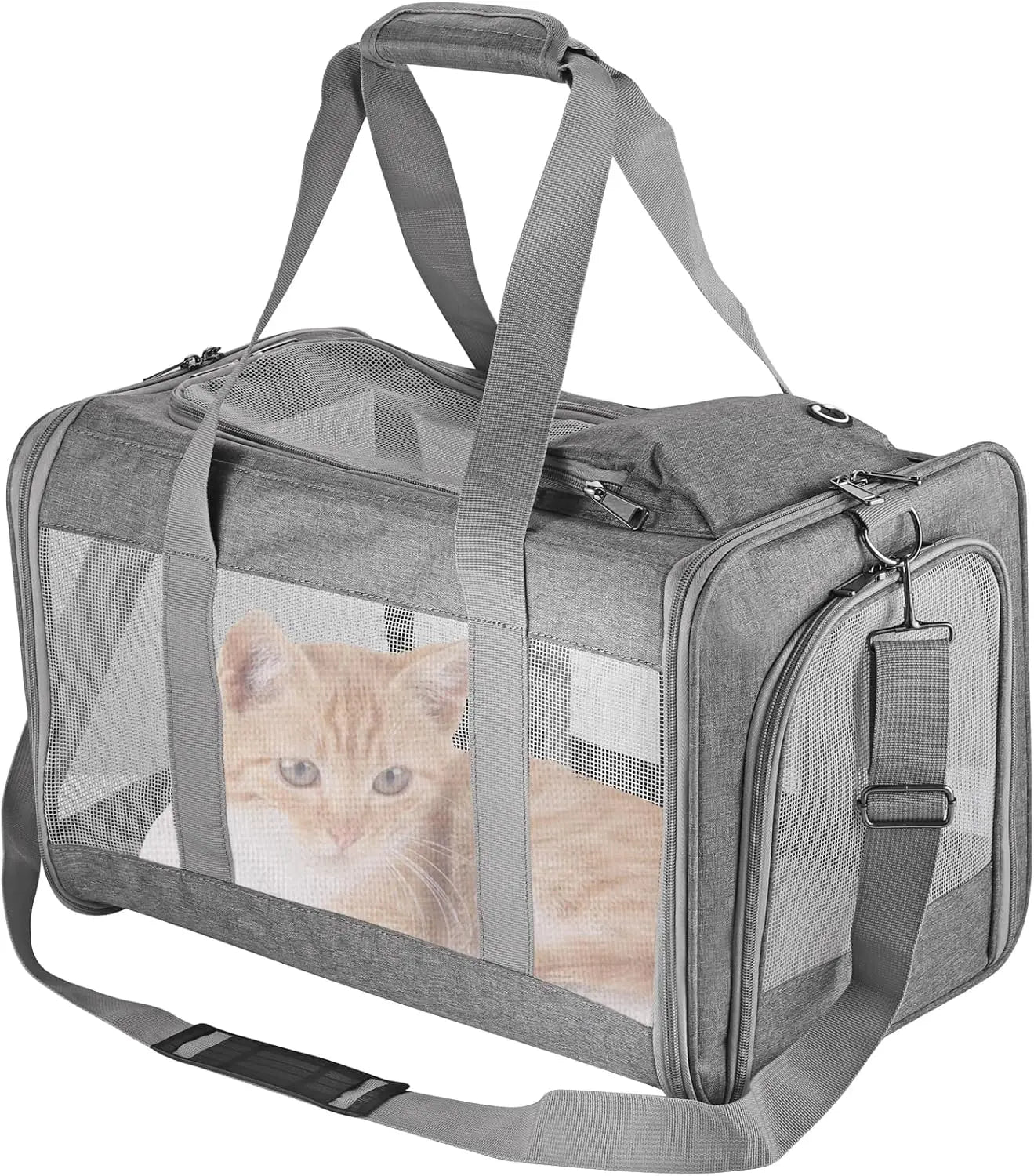 Airline Approved Pet Carrier for Cats and Dogs Soft Travel Bag Breathable Honeycomb Board Removable Support for Car and Air Travel