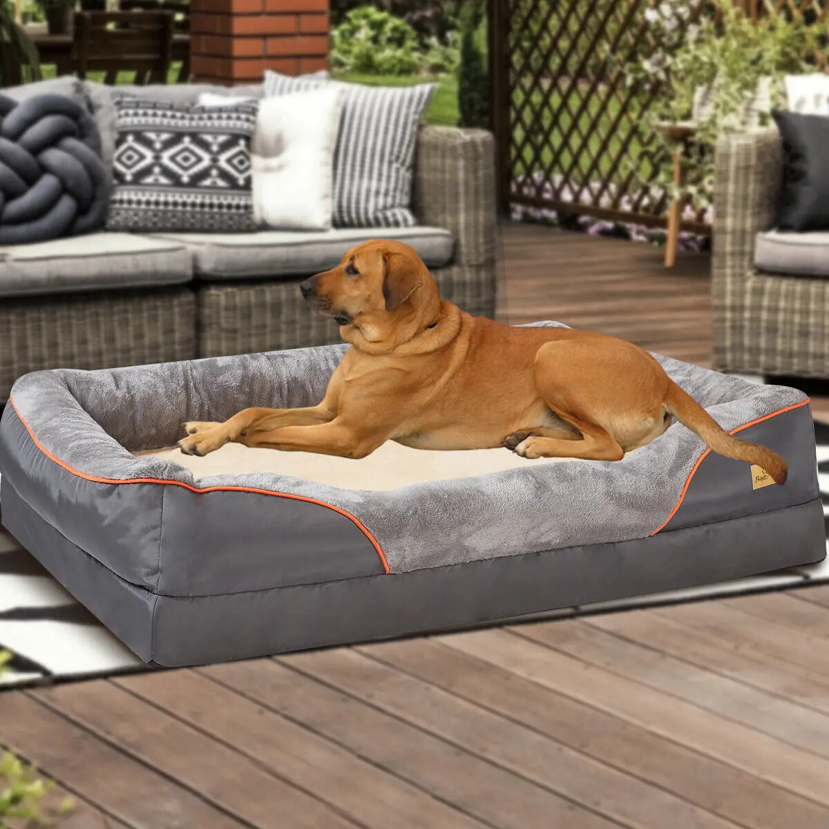 Dog Bed L XL 2XL 3XL Super Soft Orthopedic Foam Pet Bed With Cotton Padded Bolster And Removable Cover